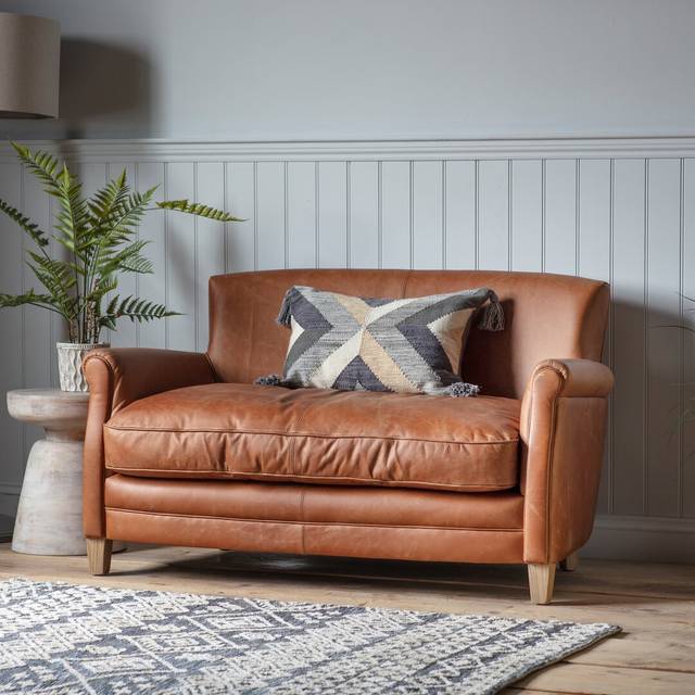 Phillipston Genuine Leather 2 Seater Sofa - Brown (81cm H X 139.5cm W X 86cm D)