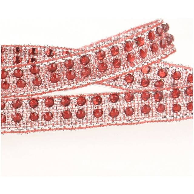 Stephanoise 6mm iron on rhinestone trim red - per metre