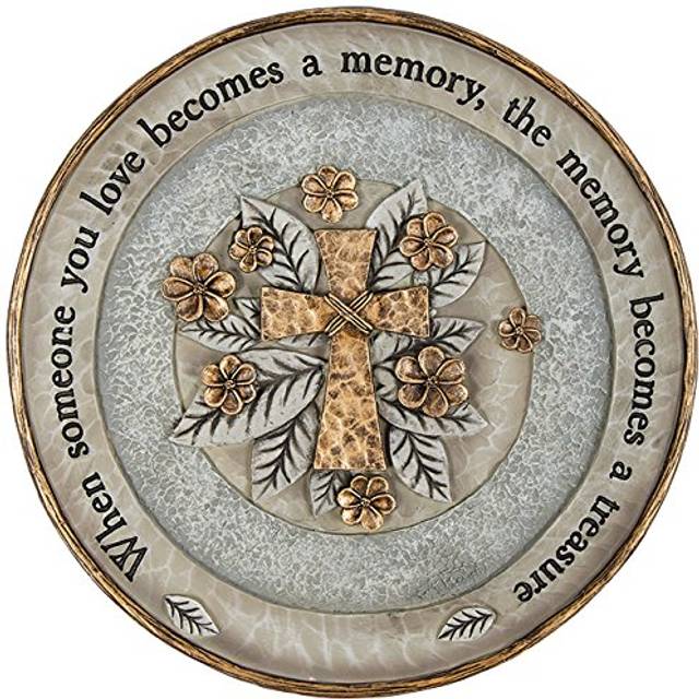 Carson Home Accents 12356 10 Inch Resin Outdoor Decor Treasured Memory Garden Stone Plaque with Bronze Accents
