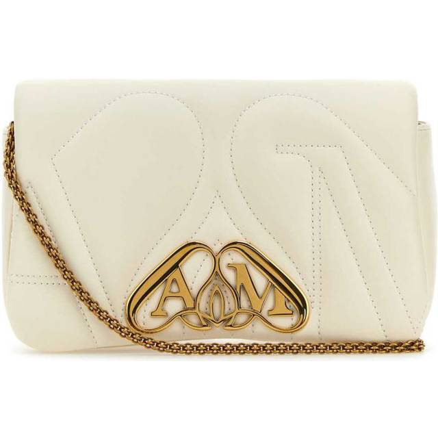 Alexander Mcqueen Women's Ivory Leather Mini Seal Clutch in White | 7770111BLE1 Color 9210 (One Size)