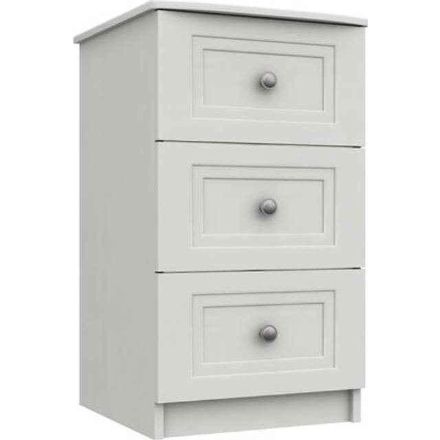 Adnan 3 Drawer Bedside Table - White (70.5cm H X 39.8cm W X 42.6cm D)