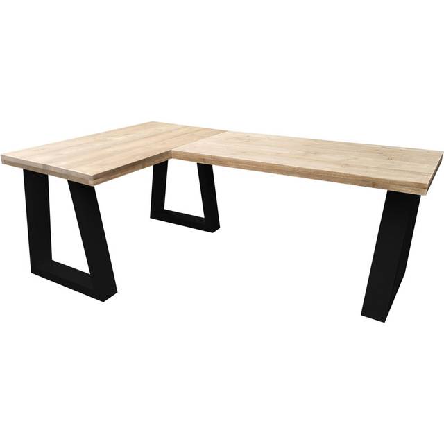 Floresville 200cm W L-Shaped Writing Desk - Black (75cm H x 200cm W x 130cm D)