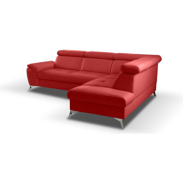 Niagara Leather Sleeper Corner Sofa with Ottoman - Red (95cm H X 252cm W X 197cm D)