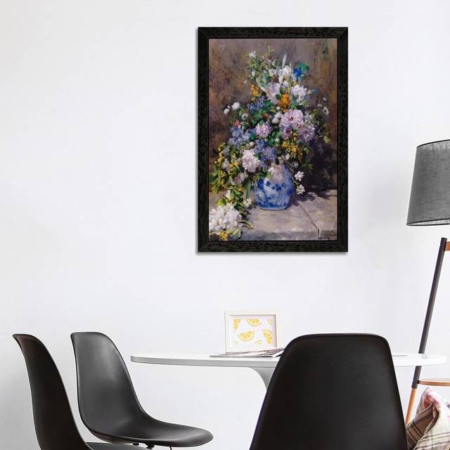 Spring Bouque (grande Vaso Di Fiori) by Pierre-Auguste Renoir - Painting Print on Canvas - Black (101.6 cm H x 66.04 cm W)