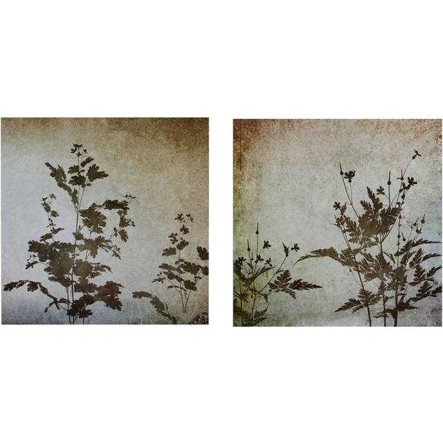 Textured Florals Wall Plaques - Set of 2, Wooden Panels With Raised Botanical Detailing, Soft Tones Add - Natural - One Size
