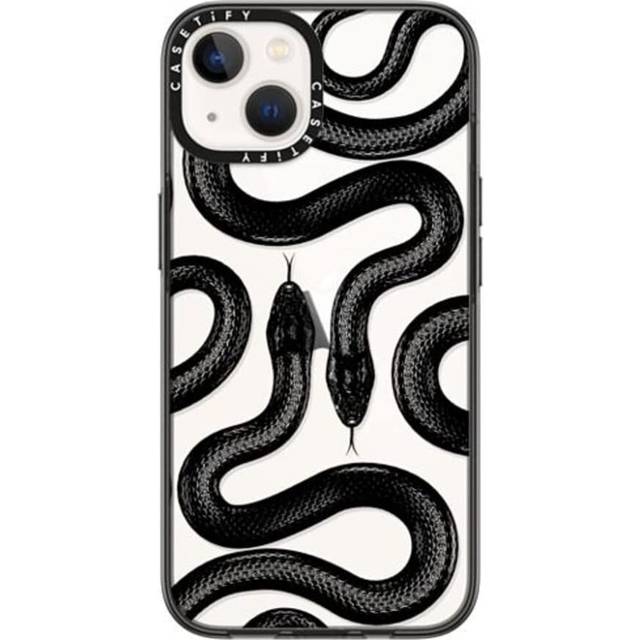 CASETiFY Compact iPhone 14 Case [2X Military Grade Drop Tested / 4ft Drop Protection] - Black Kingsnake - Clear Black