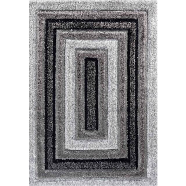Serdim Rugs California Bordered Shaggy Rug 80 X 150cm Grey, Grey