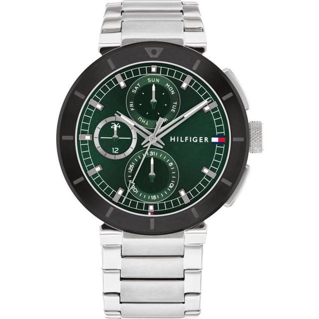 Tommy Hilfiger Herr analog kvartsklocka med rostfritt stål rem 1792117, gRÖN