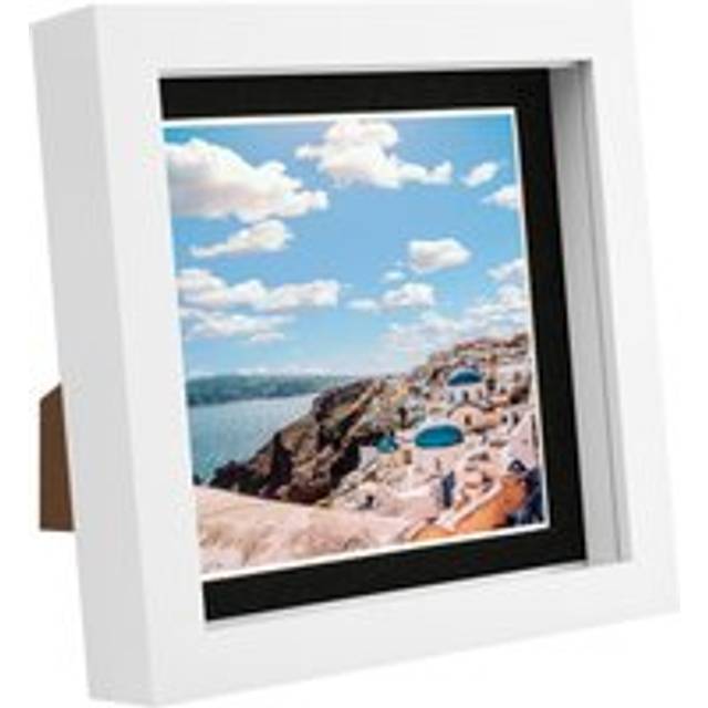 6" x 6" White 3D Box Photo Frame with 4" x 4" Mount - Black Mount