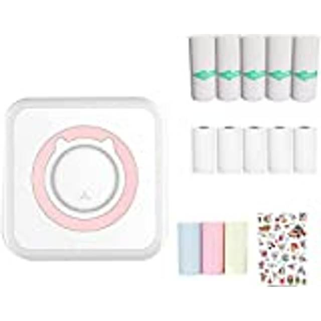 Mini Printer Portable Pocket Printer Inkless Photo Printer with 13 Rolls printer paper for Wireless Printer for