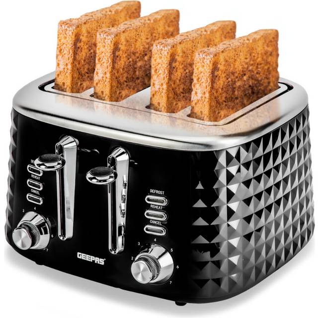White and Black Versatile 4-Slice Toaster 1750W