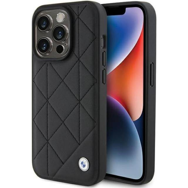 BMW iPhone 15 Pro Max Mobilskal LÃ¤der Quilted - Svart