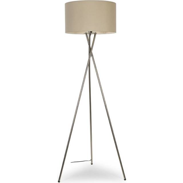 Valuelights Camden Polished Chrome Tripod Floor Lamp With Drum Lamp Shade And Bulb In Charcoal - One Size
