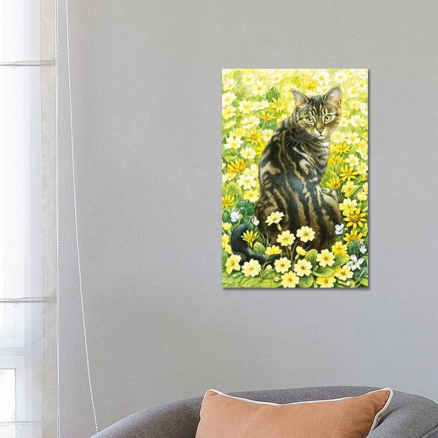 Octopussy in Spring Flowers by Ivory Cats - Wrapped Canvas Graphic Art (66.04 cm H x 45.72 cm W x 3.175 cm D)