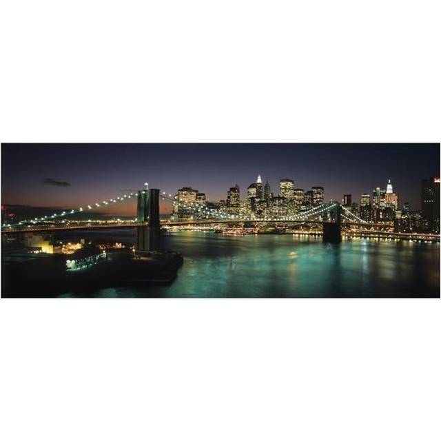 Brooklyn Bridge & Lower Manhattan At Dusk From Manhattan Bridge Poster Print, 44 x 15 - Large