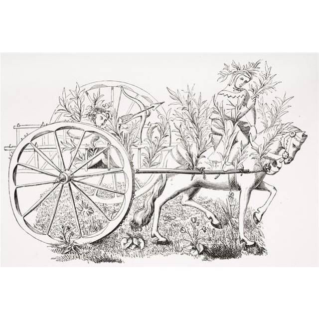 How To Take A Cart To Allure Beasts 19th Century Reproduction of 15th Century Poster Print, 17 x 12