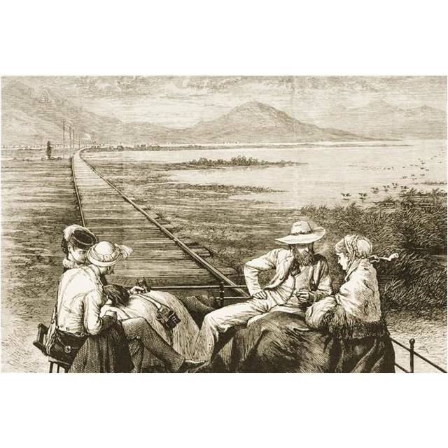 Inspection Car On The Pacific Railway Approaching The Great Salt Lake From American Pictures Drawn with Pen & Pencil Poster Print, Large - 34 x 22