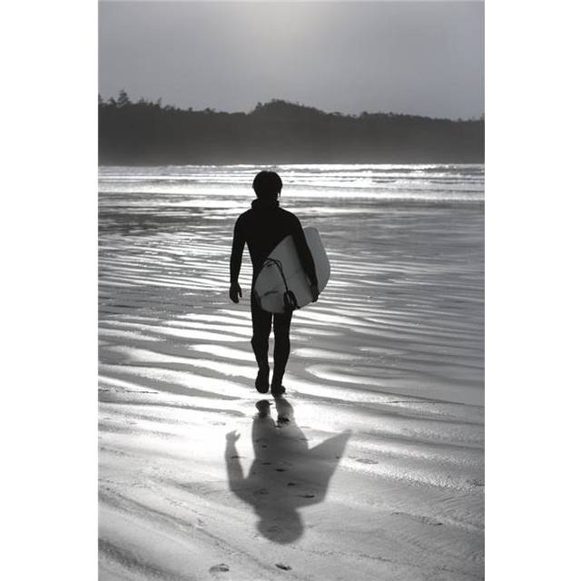 Cox Bay Tofino British Columbia Canada - Surfer Walking On The Beach Poster Print by Deddeda, 22 x 34 - Large
