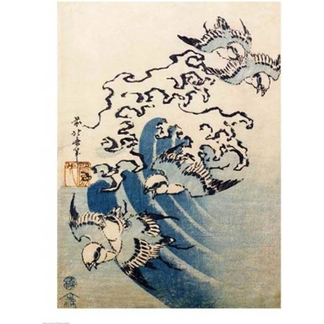 Waves & Birds Poster Print by Katsushika Hokusai - 18 x 24 in.