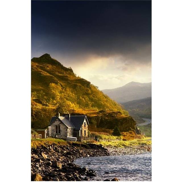 Scenic Mountain View with Country House - Ardnamurchan Peninsula Scotland UK Poster Print, 11 x 17