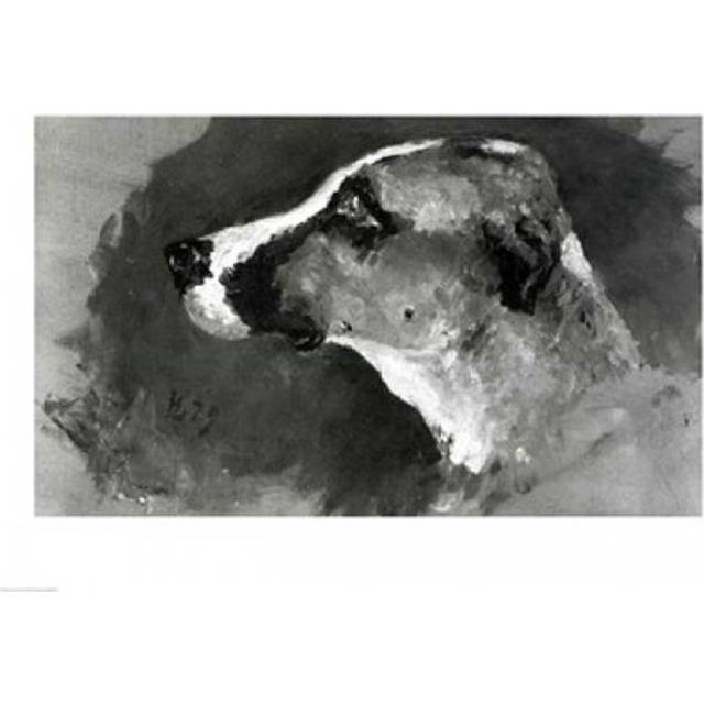 Head of A Dog with Short Ears 1879 Poster Print by Henri De Toulouse-Lautrec - 24 x 18 in.