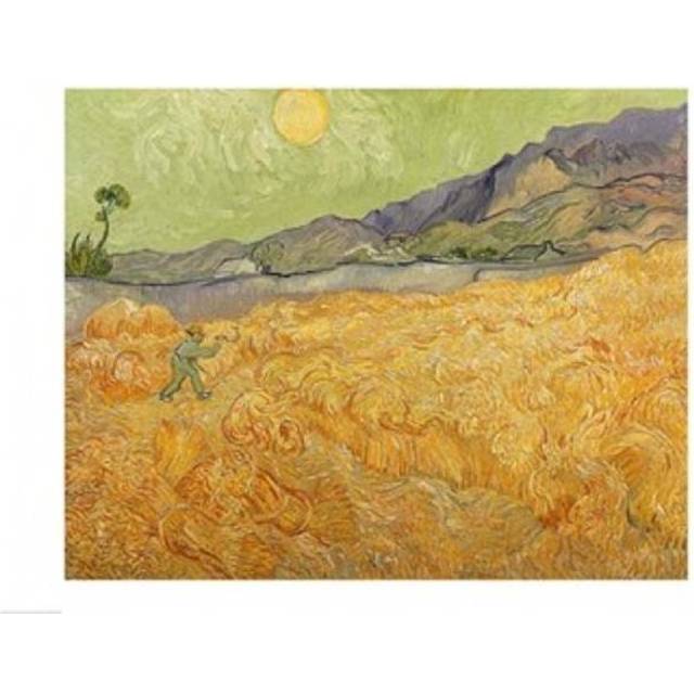 Wheatfield with Reaper 1889 Poster Print by Vincent Van Gogh - 24 x 18 in.