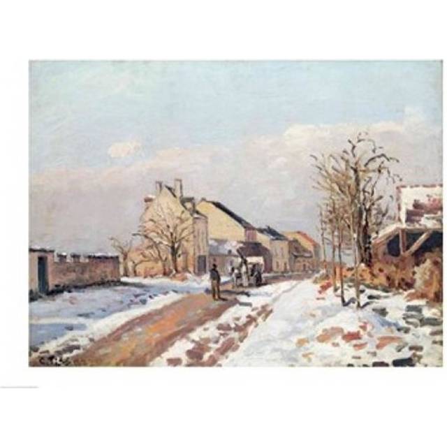 The Road From Gisors To Pontoise Snow Effect 1872 Poster Print by Camille Pissarro - 24 x 18 in.