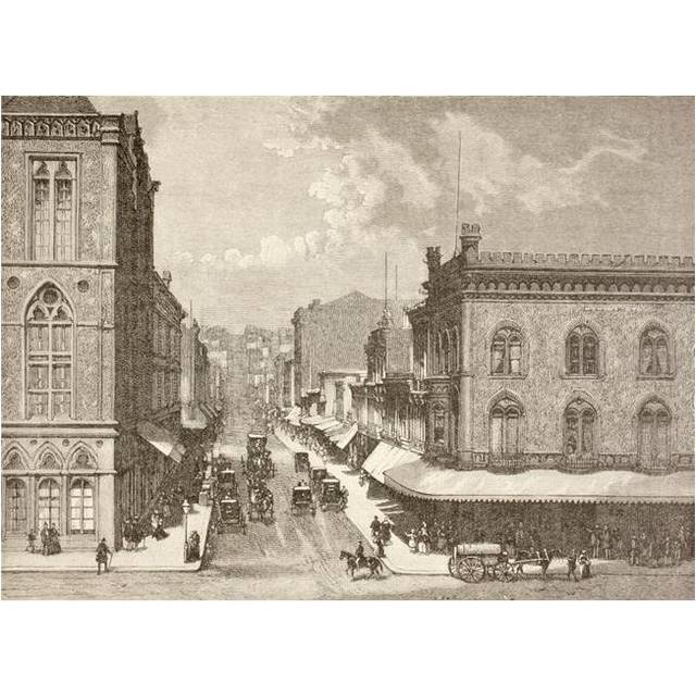 San Francisco, California, United States of America. Montgomery Street In The 1880S From A 19th Century Illustration Poster Print, 17 x 12
