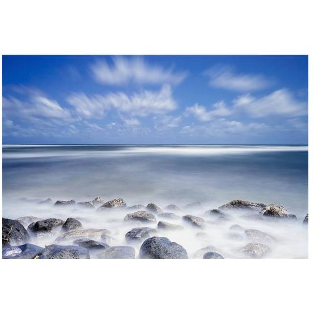 Long Exposure of The Surf Along Wailua Beach - Wailua Kauai Hawaii United States of America Poster Print - 19 x 12 in.
