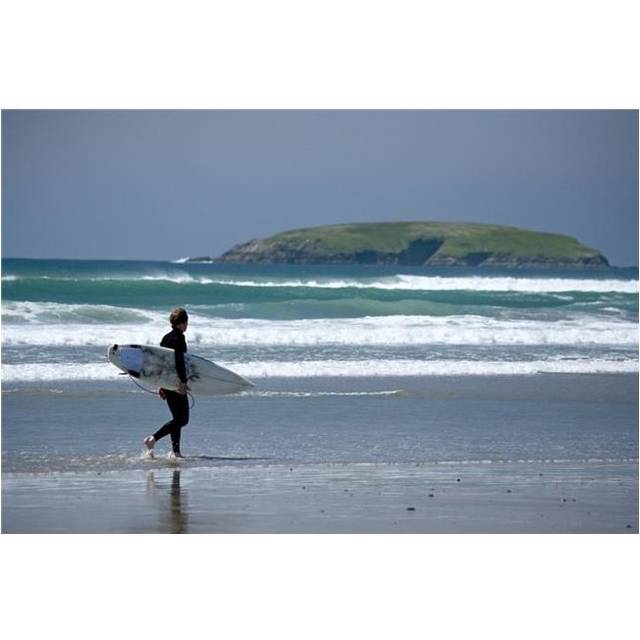 Achill Island Co Mayo Ireland - Surfer Walking Along Trawmore Beach Poster Print, 18 x 12