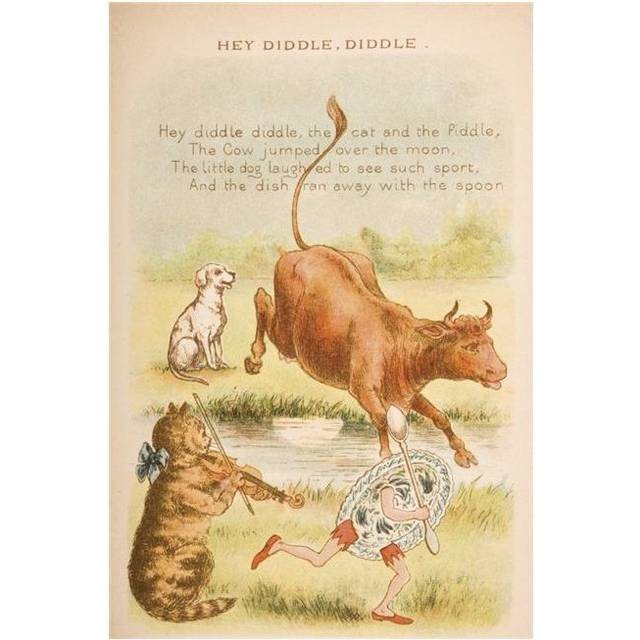 Nursery Rhyme & Illustration of Hey Diddle Diddle From Old Mother Gooses Rhymes & Tales Illustrated by Constance H Poster Print, 11 x 17