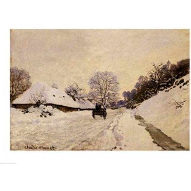 The Cart Or Road Under Snow at Honfleur 1867 Poster Print by Claude Monet - 24 x 18 in.