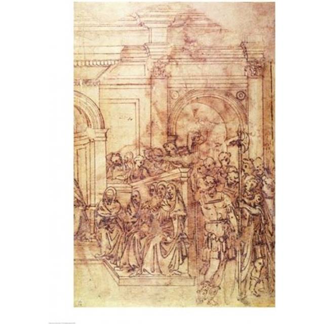 W.29 Sketch of A Crowd for A Classical Scene Poster Print by Michelangelo Buonarroti - 18 x 24 in.