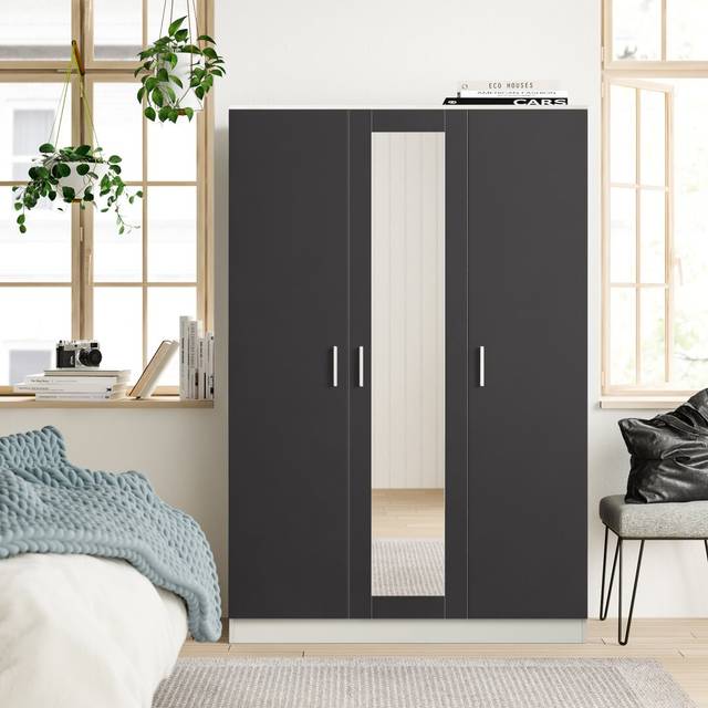 Eva 3 Door Wardrobe - Gloss Grey (180cm H X 113cm W X 47cm D)