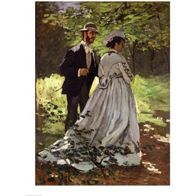 The Promenaders Or Bazille & Camille 1865 Poster Print by Claude Monet - 18 x 24 in.
