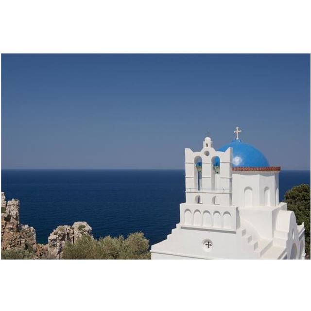 The Blue Domed Church of Panayia Poulati - Sifnos Cyclades Greek Islands Greece Poster Print - 19 x 12 in.