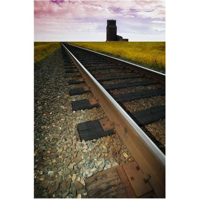 Train Track with Grain Elevator Poster Print by Kelly Redinger, 22 x 34 - Large