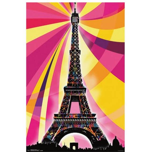 Eiffel Tower - Psychedelic Poster Print - 22 x 34 in.