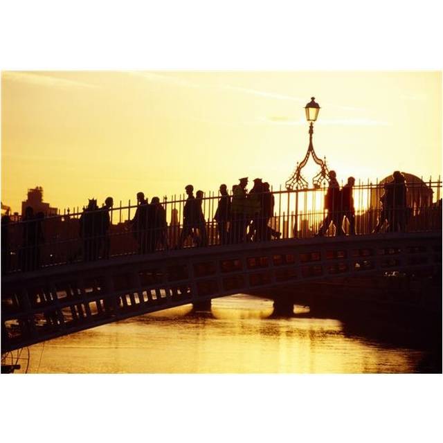 HaPenny Bridge Dublin Co Dublin Ireland - 19th Century Bridge Over The River Liffey Poster Print by The Irish Image Collection, 18 x 12