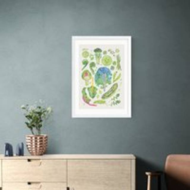 East End Prints Green Harvest Of Fruit & Vegetables Framed Print
