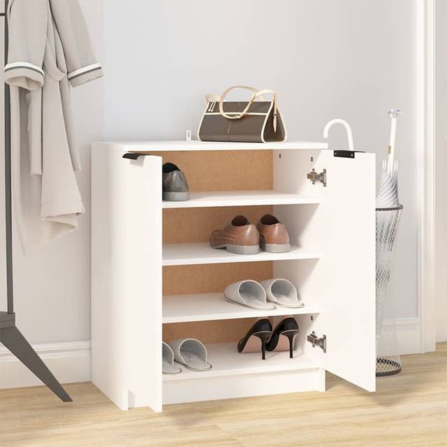 Shoe Cabinet Engineered Wood Hall Shoe Holder Cupboard Organiser Shelf - White