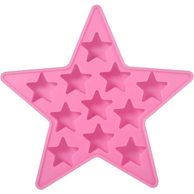 TOPINCN Stackable Ice Cube Trays Five Star Shaped Cool Silicone Ice Cube Tray Easy Release Freeze Mold Maker Tools for Club Bar Party 16 X 17Cm(Pink)