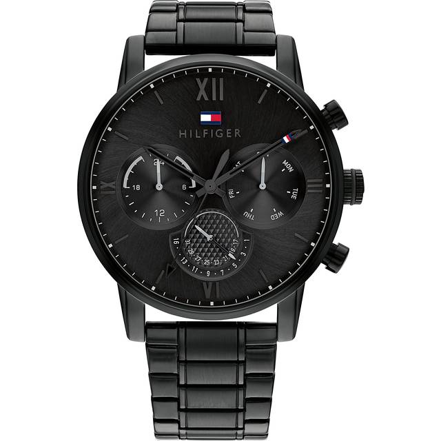 Tommy hilfiger men's watch black dial black metal bracelet strap 1791879 for him
