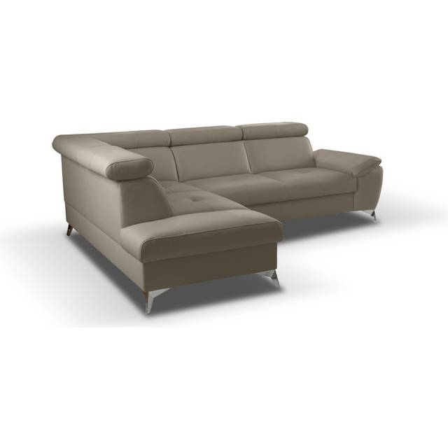 Niagara Leather Sleeper Corner Sofa with Ottoman - Taupe (95cm H X 252cm W X 197cm D)