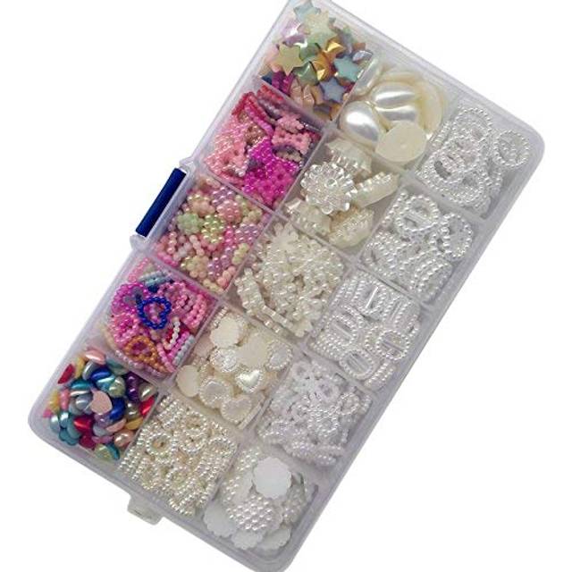 Chenkou Craft Random 700pcs Love Heart Bow Teardrop Bead Rose Sunflower Rhinestone Loose Bead DIY Flat Back Beads Assorted Lots + Plastic Bo