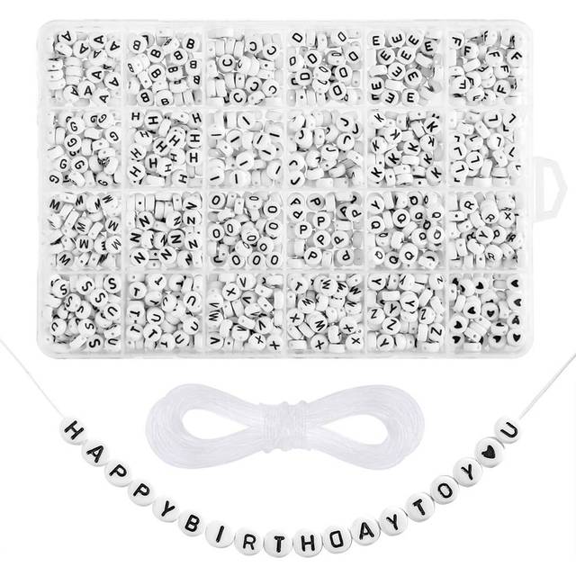 Pieces A-Z Letter Beads, Sorted 1620 7x4mm White Jewellery&Making