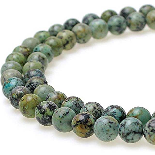 "MJDCB Natural African Turquoise Beads Round Loose Stone Beads for Jewelry Making DIY Bracelet Necklace Accessory 15"""" (4mm)"