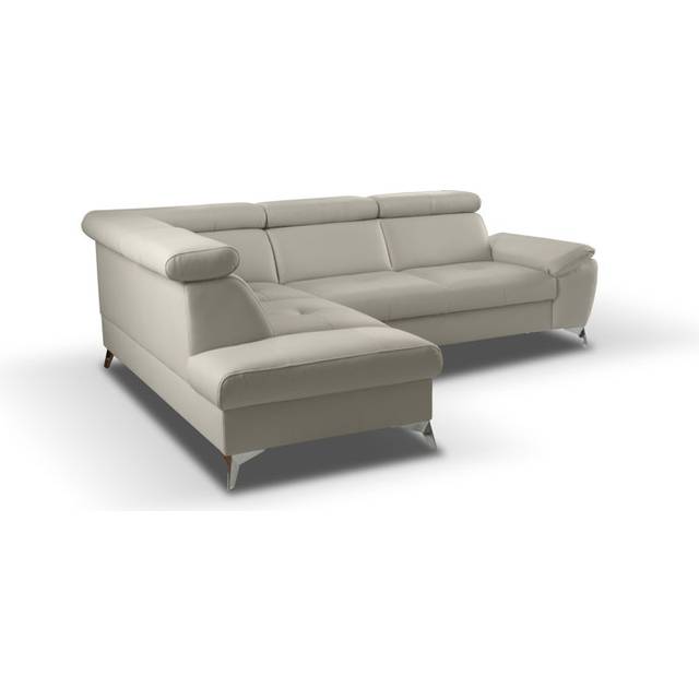 Niagara Leather Sleeper Corner Sofa with Ottoman - Platinum (95cm H X 252cm W X 197cm D)
