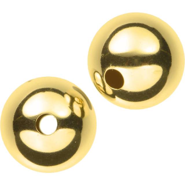 8mm 14K Genuine Solid Gold Hollow Round Beads Seamless Made in USA (2 pcs)