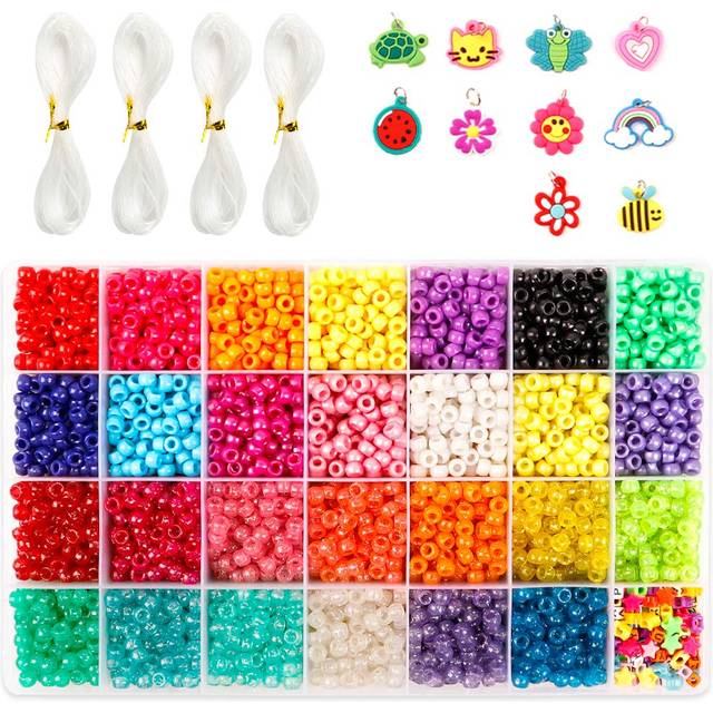 Pony Beads  4 600 pcs 9mm Pony Beads Set in 27 Colors with Letter Beads  Star Beads and Elastic String for Bracelet Jewelry Making by INSCRAFT